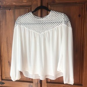 Aqua brand boho White eyelet long sleeve top